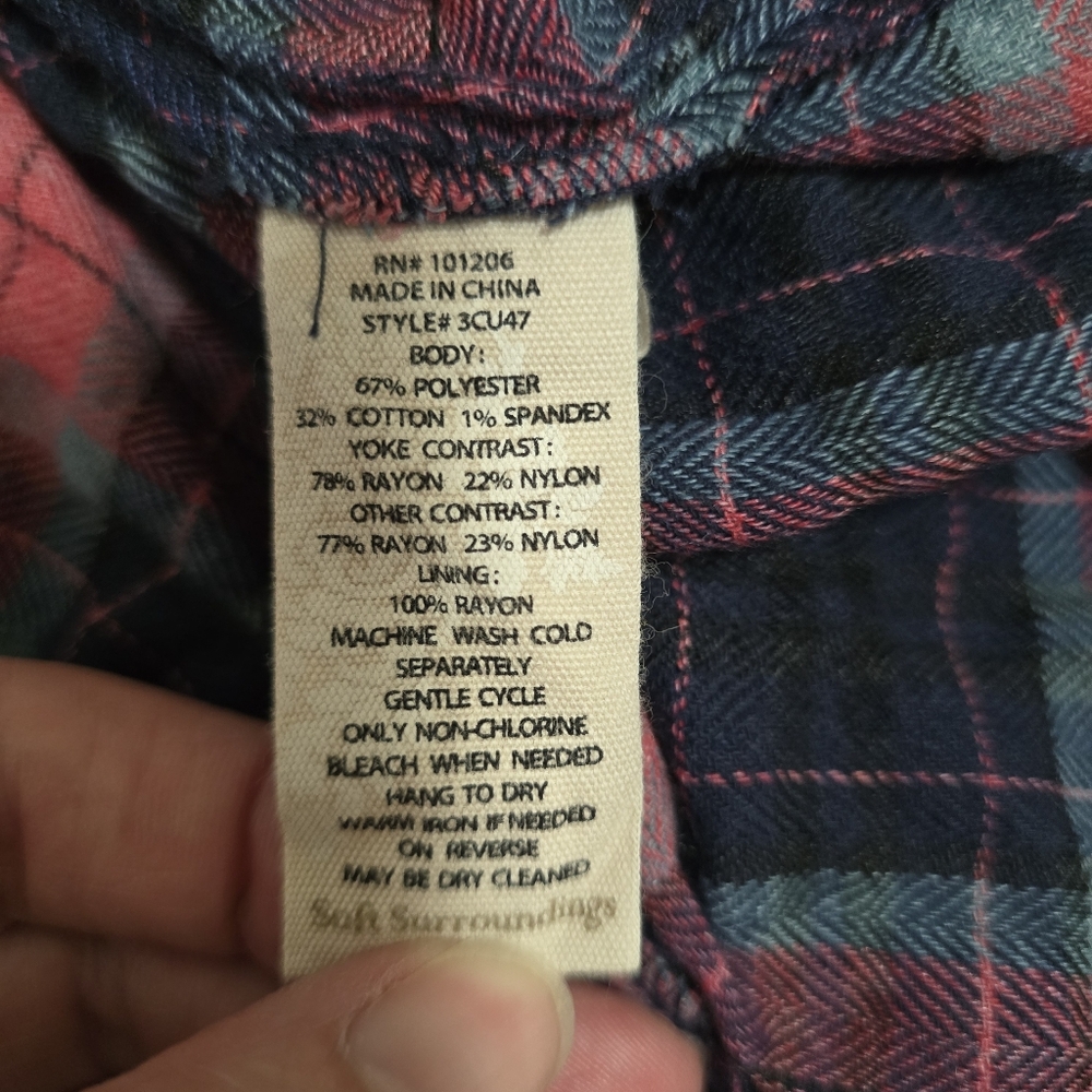 Soft Surroundings Kensington Plaid Burnout Velvet Tunic - MP - Picture 12 of 14